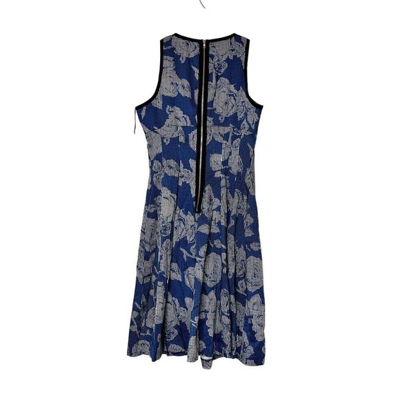 Maggy London Floral Blue Fit & Flare Dress 2 Exposed Zipper Pockets Urban NWT - Picture 6 of 8